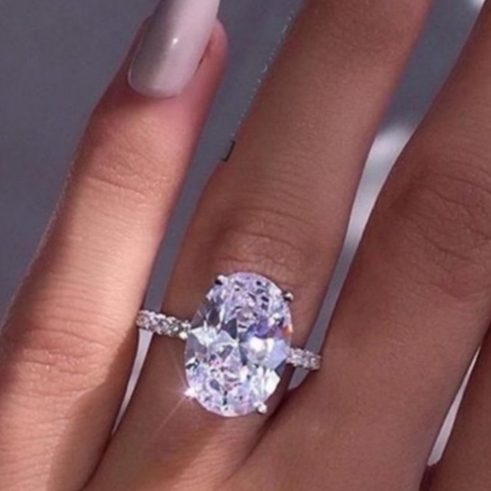 NEW💍5 CT OVAL CUT DIAMOND 925 SILVER RING, CUTE RING, SHINY RING. - Picture 3 of 6
